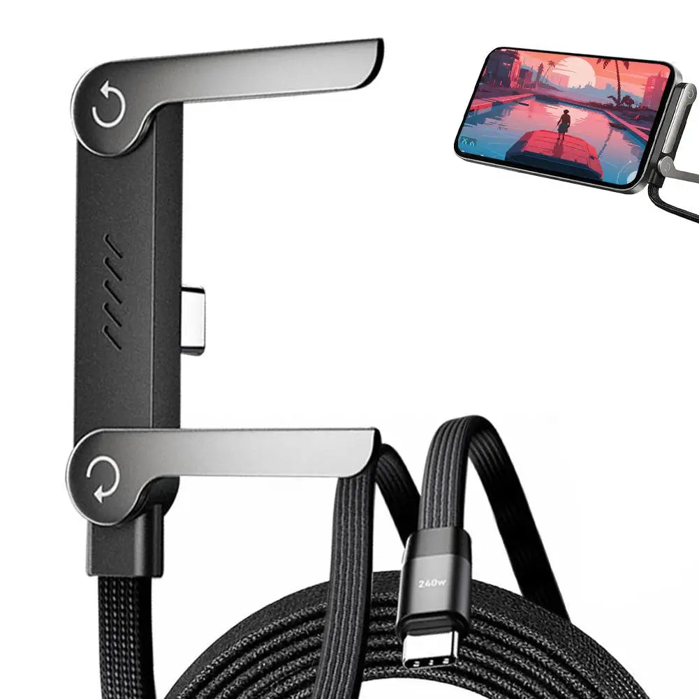 240W Fast Charging Cable With Foldable Phone Holder