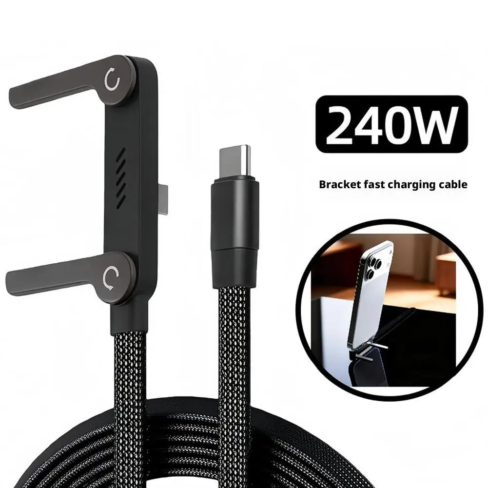 240W Fast Charging Cable With Foldable Phone Holder