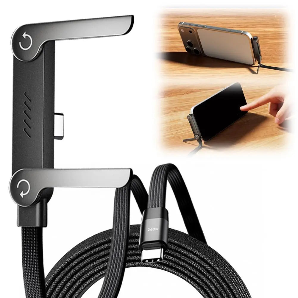 240W Fast Charging Cable With Foldable Phone Holder