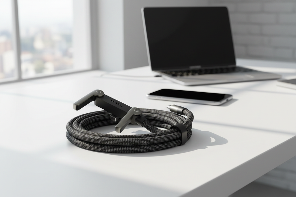 Realistic cable workspace shot